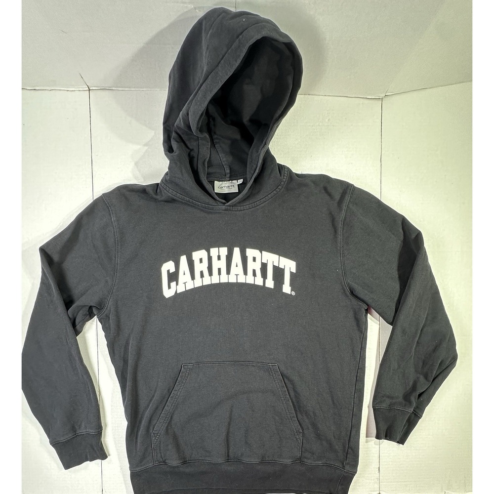 Carhartt WIP Hooded University Sweatshirt Black Pullover Hoodie Men's L